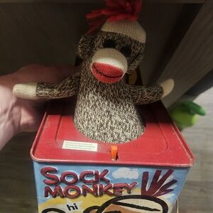 Sock Monkey Jack-in-the-Box Toy